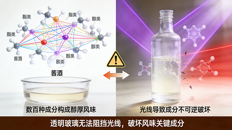 酱酒为什么不建议用透明玻璃瓶装